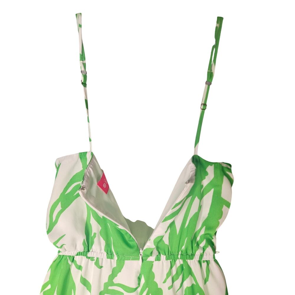 Lilly Pulitzer Green White Halter Jumpsuit Floral Zip up Pockets Sz XS Lined - Picture 7 of 9